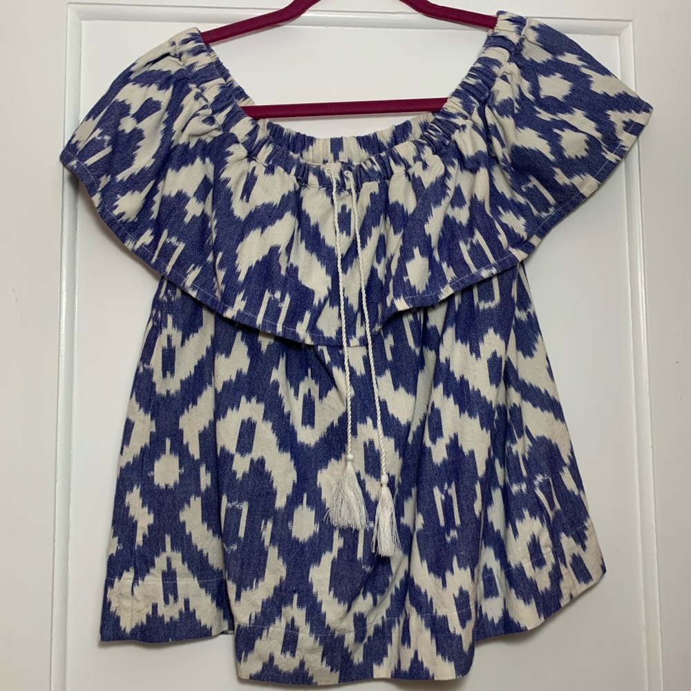 Madewell Ikat Off the Shoulder Drawstring Top